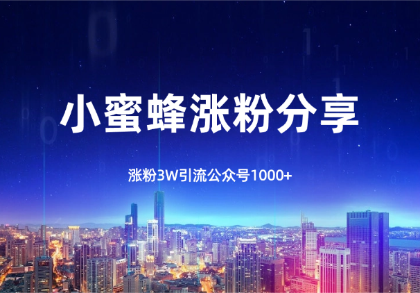 小蜜蜂涨粉3W，引流公众号1000+，推广思路分享_网创工坊