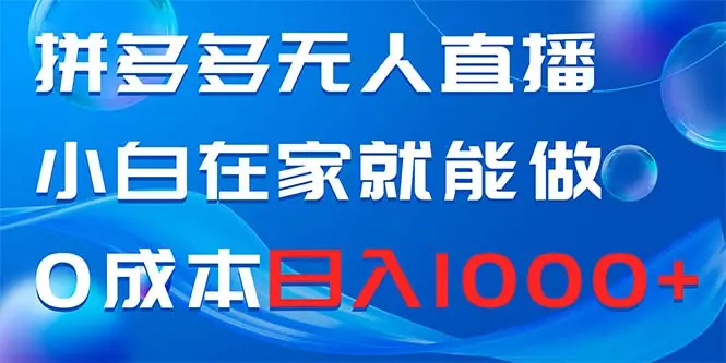 拼多多无人直播，小白在家就能做，0成本日入1000+_网创工坊