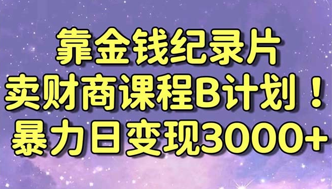 靠金钱纪录片卖财商课程B计划！暴力日变现3000+，喂饭式干货教程！_网创工坊