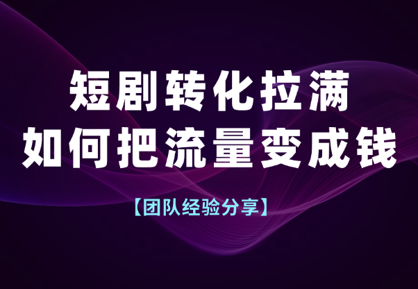 短剧如何把转化拉满，如何把流量变成钱_网创工坊