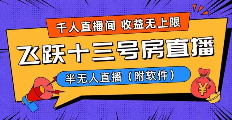 爆火飞跃十三号房半无人直播，一场直播上千人，日入过万！（附软件）_网创工坊