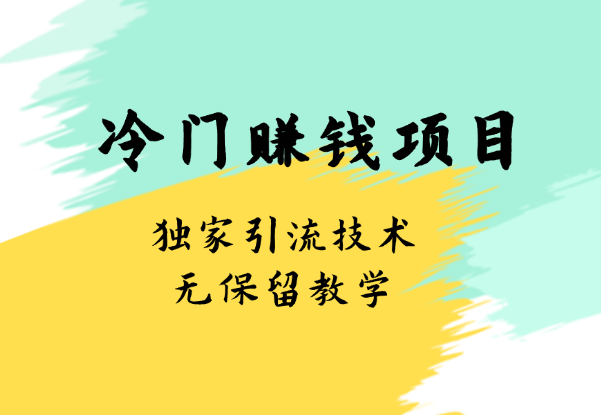 冷门赚钱项目无保留教学！独家引流技术_网创工坊