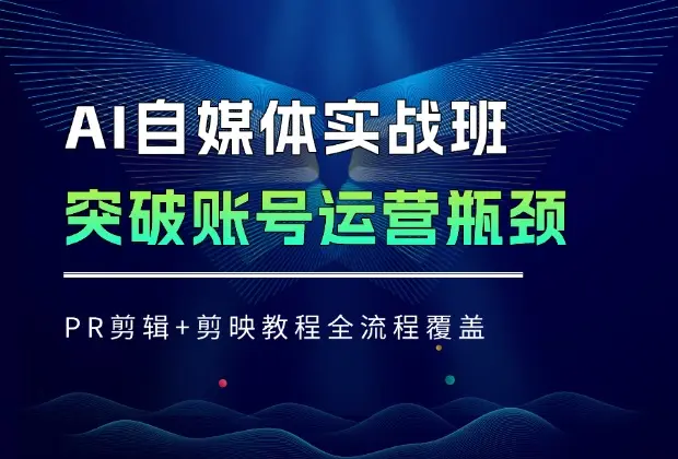 AI自媒体实战班，突破账号运营瓶颈，PR剪辑+剪映教程全流程覆盖_网创工坊