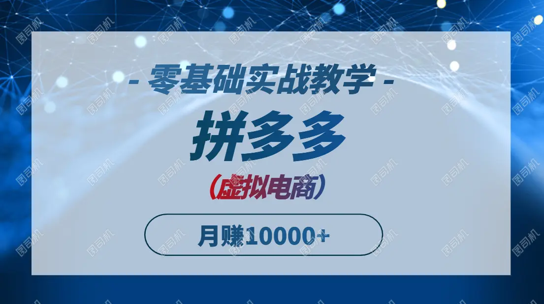 拼多多虚拟电商，零基础实战教学，快速打爆商品，新手也能月入10000+_网创工坊