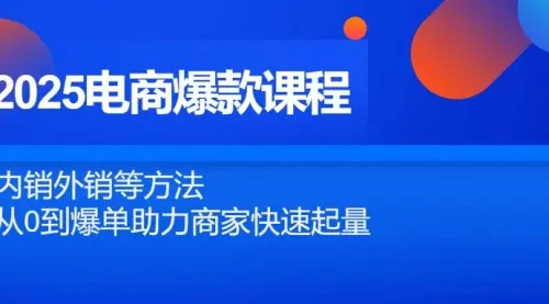 2025电商爆款课程，内销外销等方法，从0到爆单助力商家快速起量_网创工坊