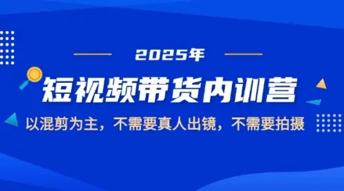 2025短视频带货内训营，以混剪为主，不需要真人出镜，不需要拍摄_网创工坊