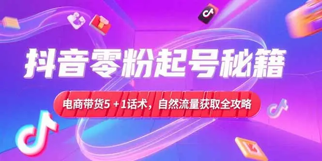 抖音零粉起号秘籍，电商带货5+1话术，自然流量获取实操流程_网创工坊