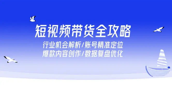 短视频带货全攻略，行业机会解析/账号精准定位/爆款内容创作/数据复盘优化_网创工坊