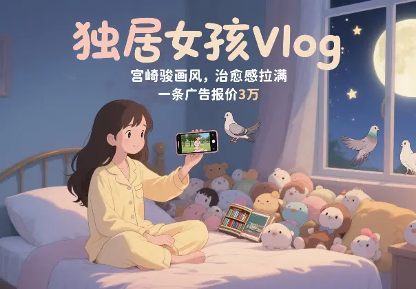 用AI制作独居女孩Vlog，宫崎骏画风，治愈感拉满，一条广告报价3万_网创工坊