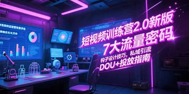短视频训练营2.0新版，7大流量密码/钩子设计技巧/私域引流/DOU+投放指南_网创工坊