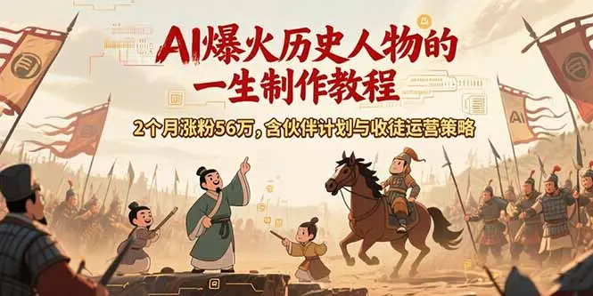 AI历史人物赛道课程，2个月涨粉56万，含伙伴计划与收徒运营策略_网创工坊