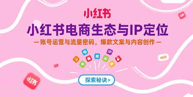 小红书电商生态与IP定位，账号运营与流量密码，爆款文案与内容创作_网创工坊