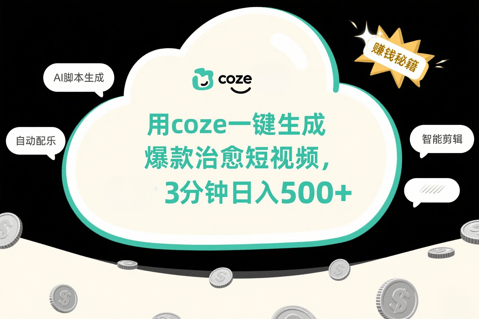 用coze一键生成爆款治愈短视频，3分钟日入500+_知峰项目库