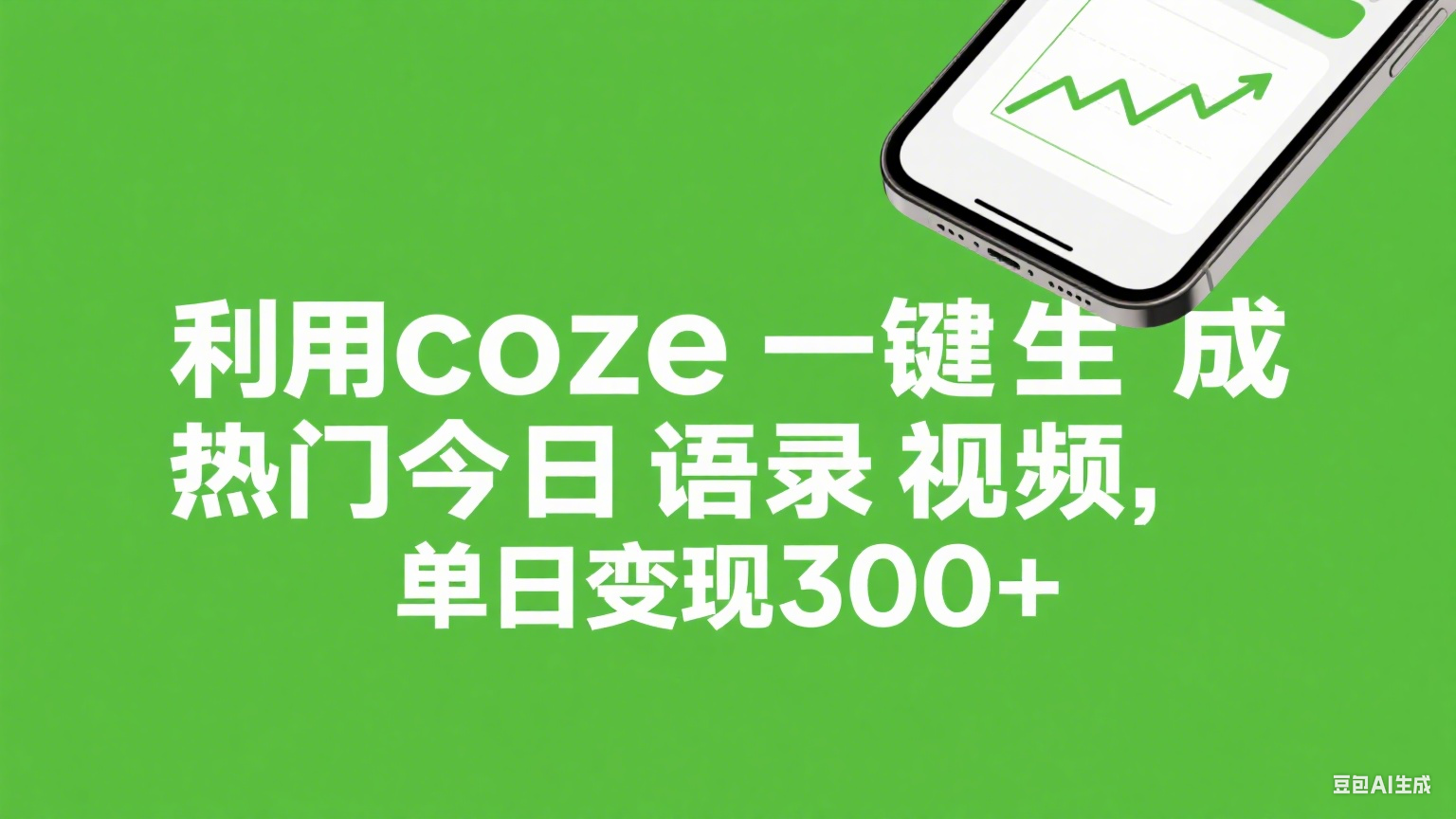 利用coze一键生成热门今日语录视频，单日变现300+_知峰项目库