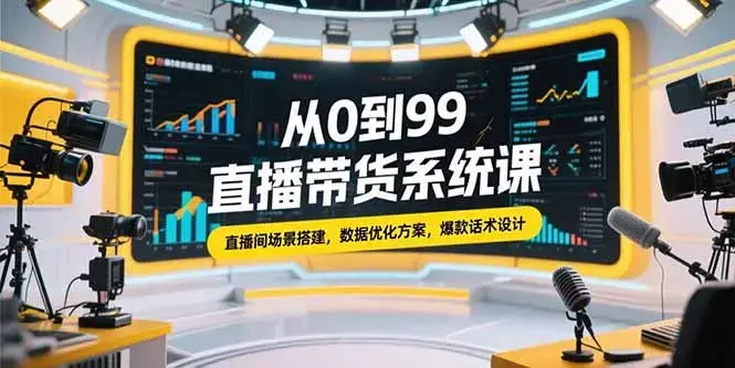 从0到99直播带货系统课，直播间场景搭建，数据优化方案，爆款话术设计_云峰项目库