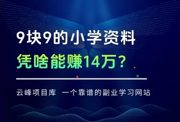 9块9的小学资料，凭啥能赚14万？（保姆级拆解）_云峰项目库
