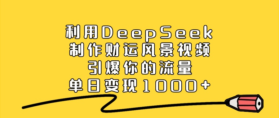 利用DeepSeek制作，财运风景视频，引爆你的流量，单日变现1000+_知峰项目库