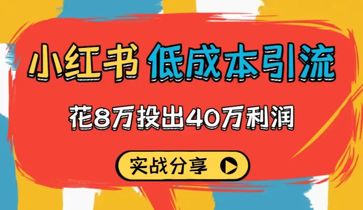 花8万投出40万利润，小红书低成本引流实战分享【图文】_云峰项目库