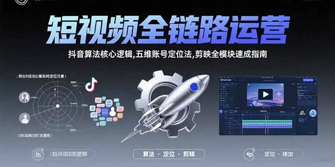 短视频全链路运营：抖音算法核心逻辑,五维账号定位法,剪映全模块速成指南_知峰项目库