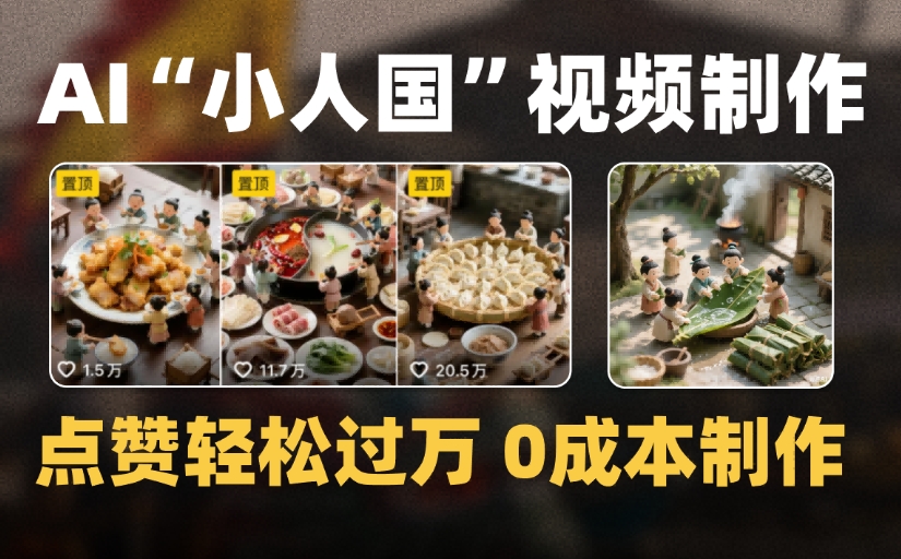 爆款1000W+微缩景观迷你小人国AI视频，0成本制作全流程教学_知峰项目库