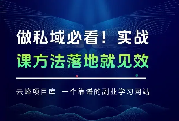 做私域必看！实战课方法落地就见效，生意直接盈利，好内容不等人_云峰项目库