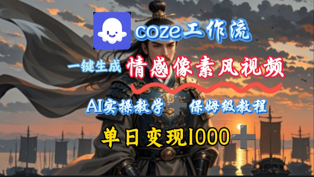 用coze工作流一键生成情感像素风视频，几分钟一条，单日变现500+_知峰项目库