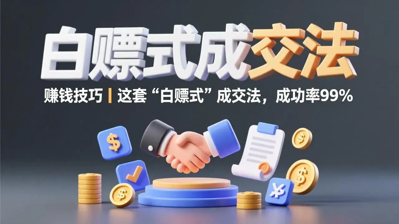 赚钱技巧丨这套“白嫖式”成交法，成功率99%_轻养有术