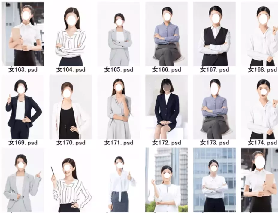 图片[3]-90套精选稀缺素材！男女士职业装形象照PSD素材模板，职业装形象照服装PS设计模板素材-知峰社