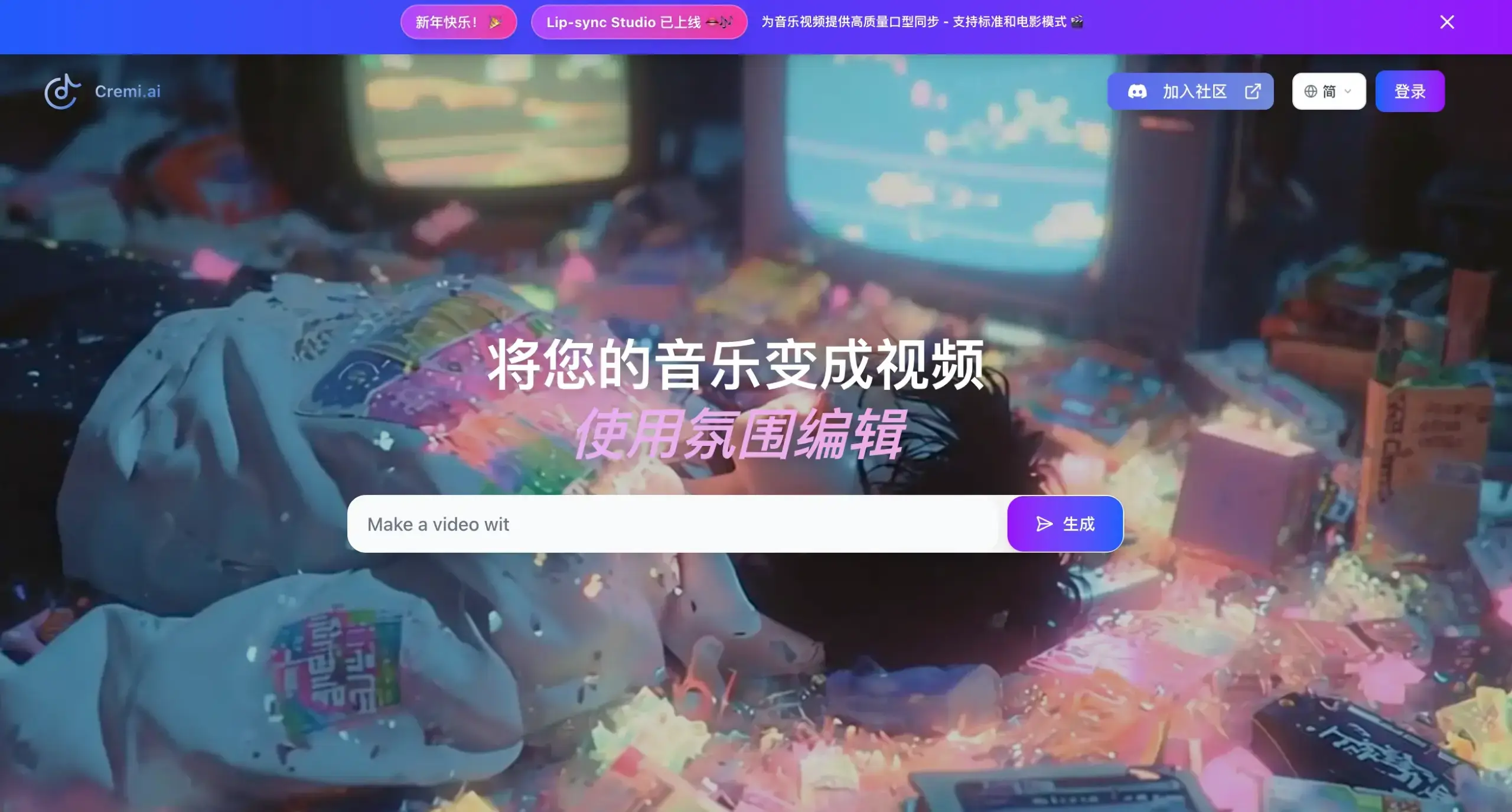 图片[1]-免费音乐转视频神器 Cremi.ai 轻松制作对口型视频-知峰社