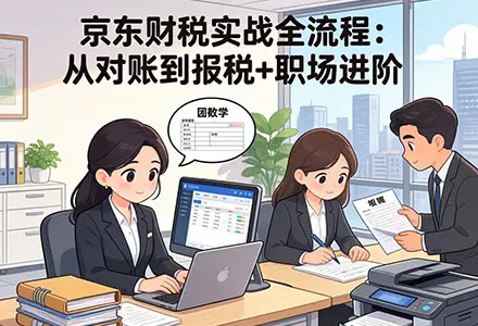 京东财税实战全流程：从对账到报税+职场进阶，手把手吃透平台每一环，告别糊涂账！