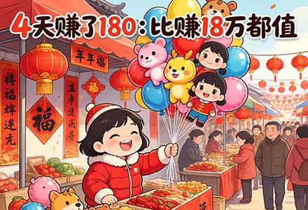 过年卖气球，4天赚了180：比赚18万都值