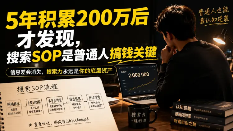 5年积累200万后才发现，搜索SOP是普通人搞钱关键-知峰笔记